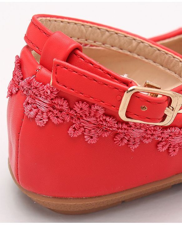 Cute Walk by Babyhug Embellished Belly Shoes - Red