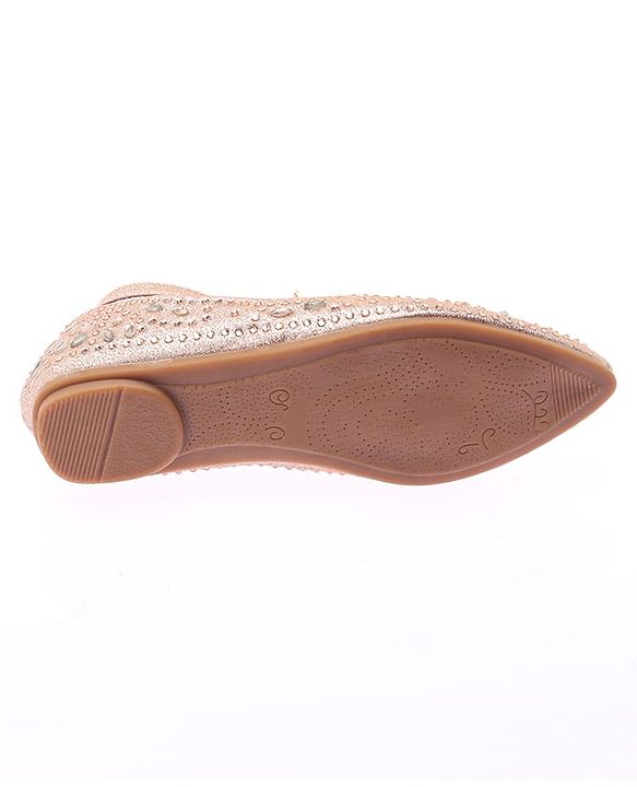 Cute Walk by Babyhug Party Wear Belly Shoes Studded Detailing - Champagne
