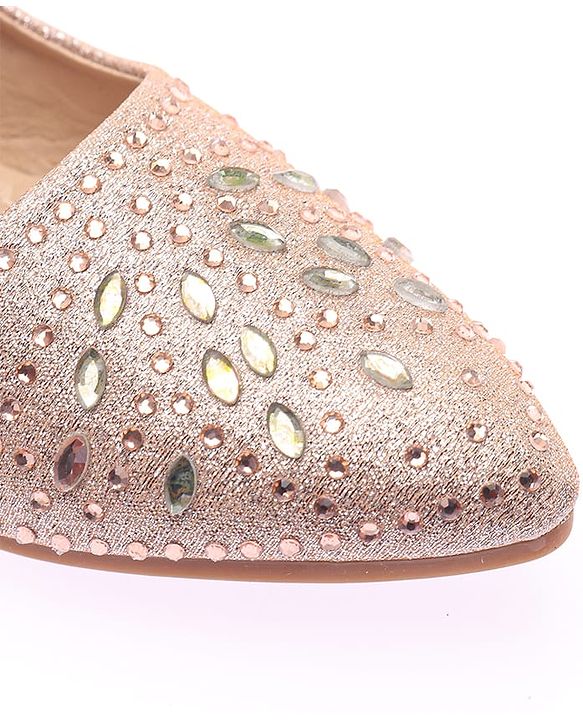 Cute Walk by Babyhug Party Wear Belly Shoes Studded Detailing - Champagne