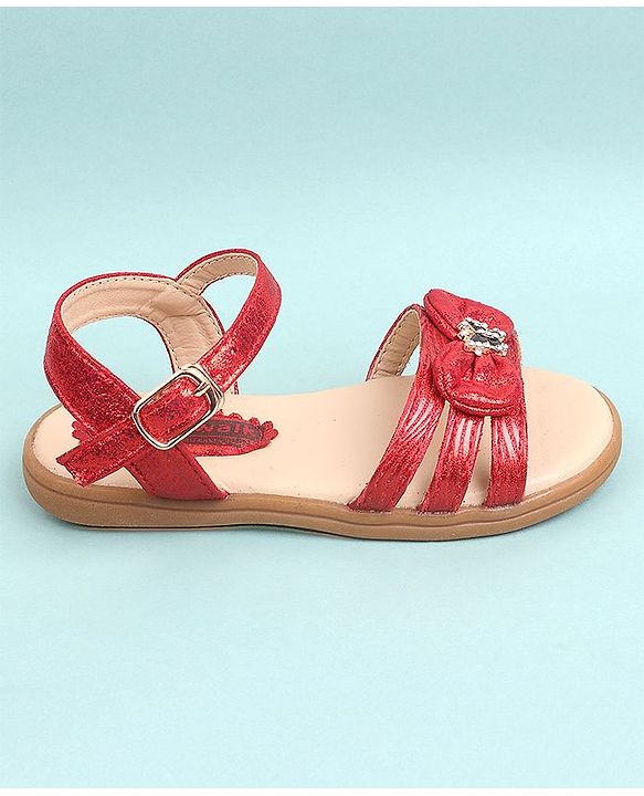 Cute Walk by Babyhug  Party Wear Sandals Bow Appliques - Red