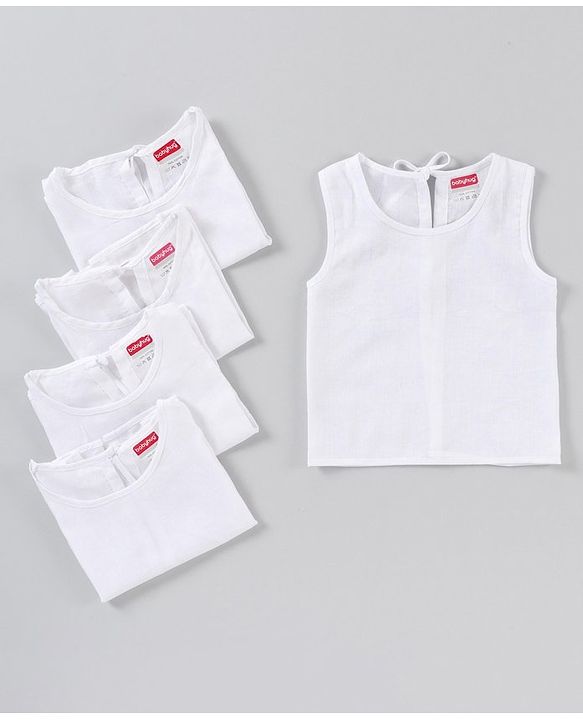Babyhug Sleeveless 100% Cotton Jhabla Pack of 5 - White