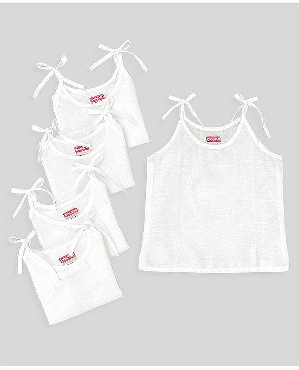 Babyhug 100% Cotton Sleeveless Slips Solid Color Pack of 5 -  White