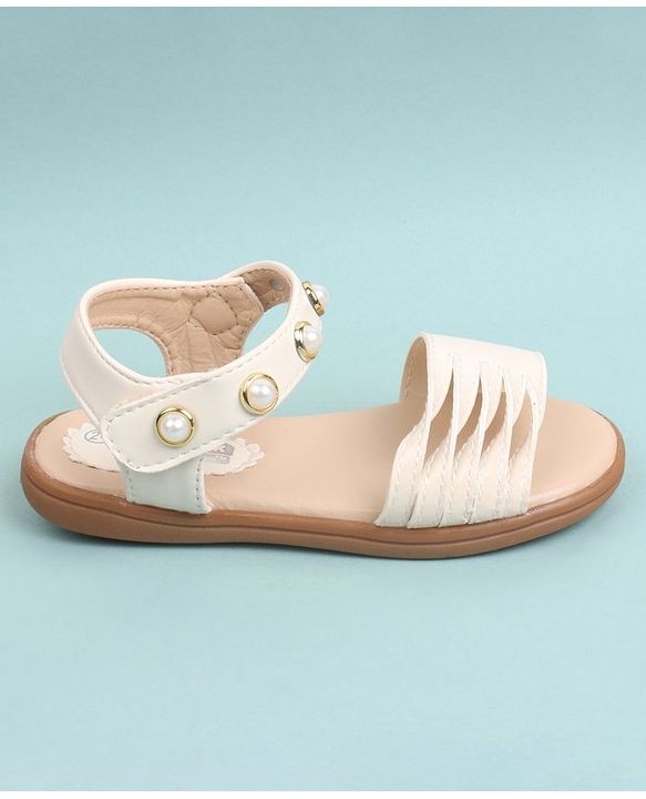Cute Walk by Babyhug Party Wear Sandals Bead Detailing - Off White