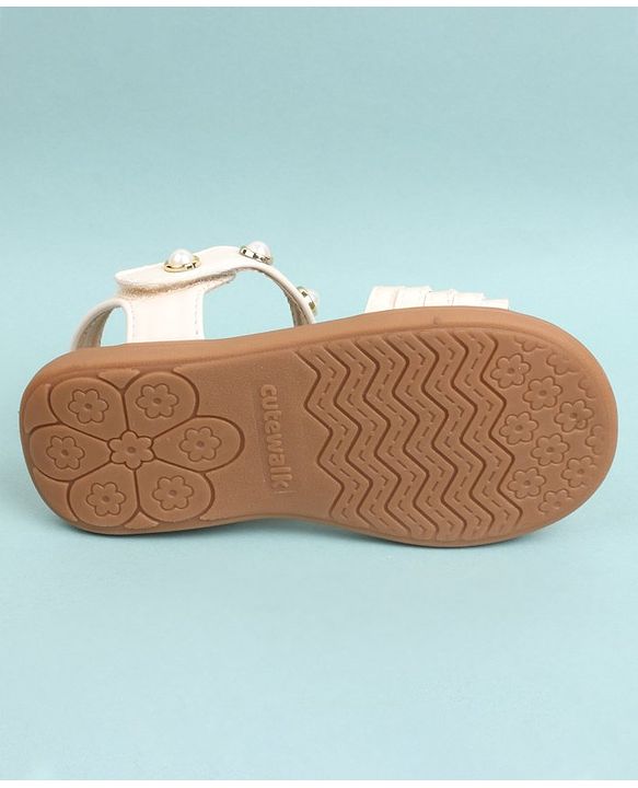 Cute Walk by Babyhug Party Wear Sandals Bead Detailing - Off White