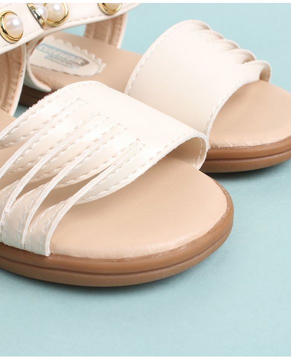 Cute Walk by Babyhug Party Wear Sandals Bead Detailing - Off White