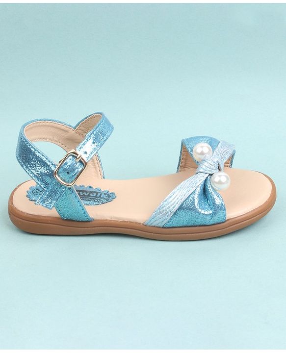 Cute Walk by Babyhug Party Wear Sandals Bead Detailing - Sky Blue
