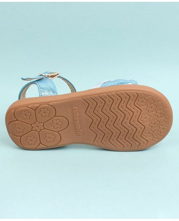 Cute Walk by Babyhug Party Wear Sandals Bead Detailing - Sky Blue
