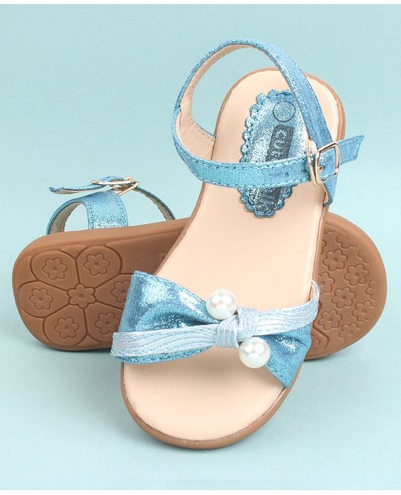 Cute Walk by Babyhug Party Wear Sandals Bead Detailing - Sky Blue