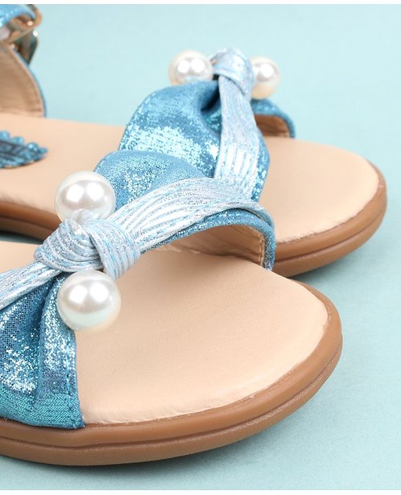 Cute Walk by Babyhug Party Wear Sandals Bead Detailing - Sky Blue