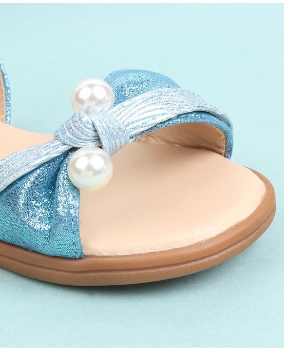 Cute Walk by Babyhug Party Wear Sandals Bead Detailing - Sky Blue