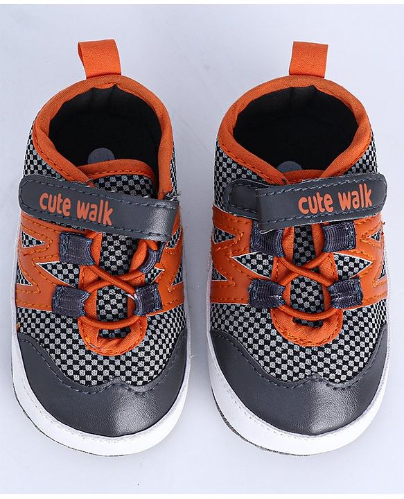Cute Walk by Babyhug Booties - Orange Black