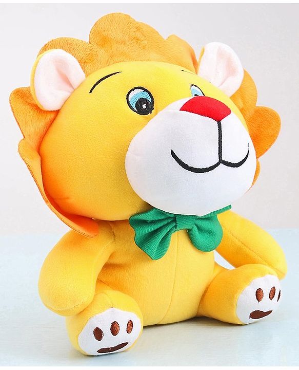 Babyhug Soft Lion Plush Toy with Adorable Mane and Green Bow Tie|Super Soft Cuddle Buddy for Snuggles, Sensory & Emotional Development |Lightweight, Travel-Friendly|2+ Years|BIS|Height-25cm