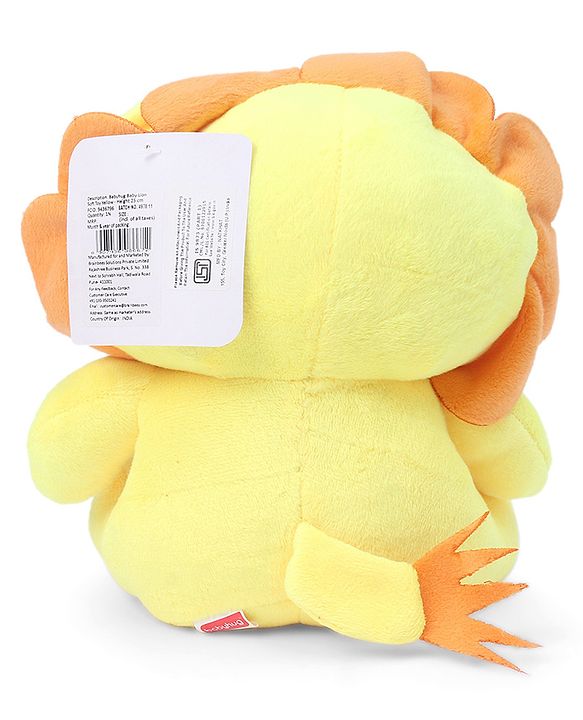 Babyhug Soft Lion Plush Toy with Adorable Mane and Green Bow Tie|Super Soft Cuddle Buddy for Snuggles, Sensory & Emotional Development |Lightweight, Travel-Friendly|2+ Years|BIS|Height-25cm