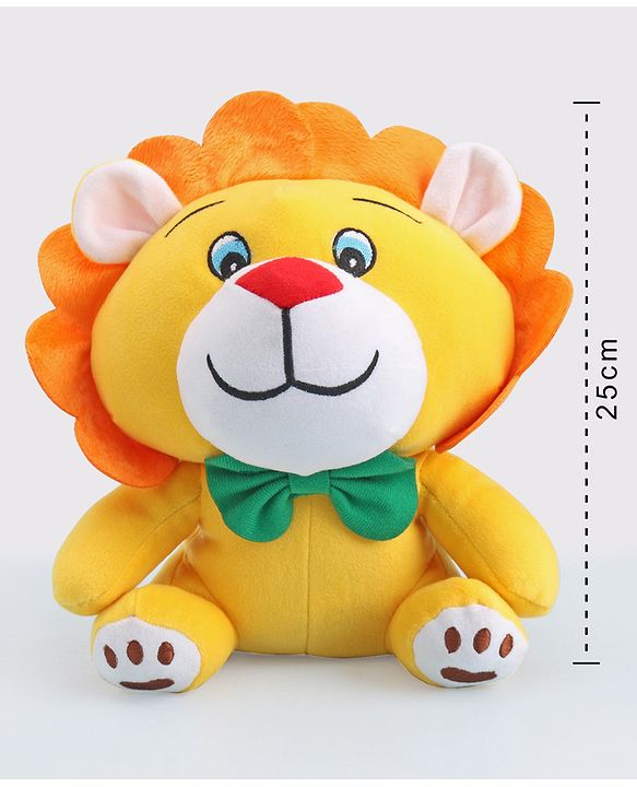 Babyhug Soft Lion Plush Toy with Adorable Mane and Green Bow Tie|Super Soft Cuddle Buddy for Snuggles, Sensory & Emotional Development |Lightweight, Travel-Friendly|2+ Years|BIS|Height-25cm