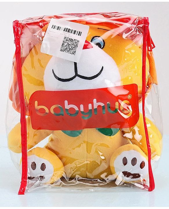 Babyhug Soft Lion Plush Toy with Adorable Mane and Green Bow Tie|Super Soft Cuddle Buddy for Snuggles, Sensory & Emotional Development |Lightweight, Travel-Friendly|2+ Years|BIS|Height-25cm