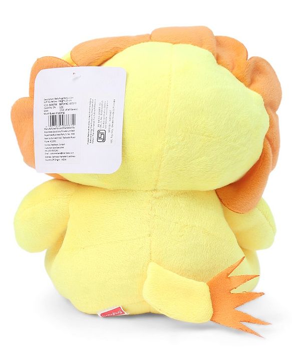 Babyhug Soft Lion Plush Toy with Adorable Mane and Green Bow Tie|Super Soft Cuddle Buddy for Snuggles, Sensory & Emotional Development |Lightweight, Travel-Friendly|2+ Years|BIS|Height-25cm