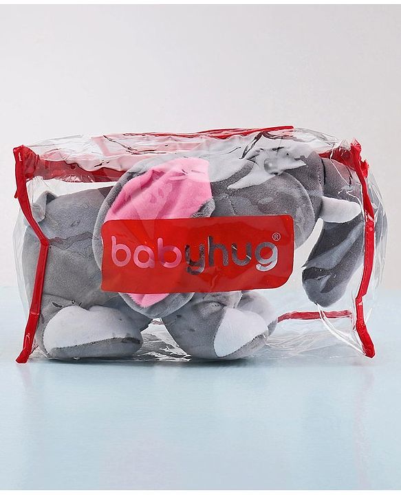 Babyhug Baby Elephant Soft Toy Grey - Height 23 cm