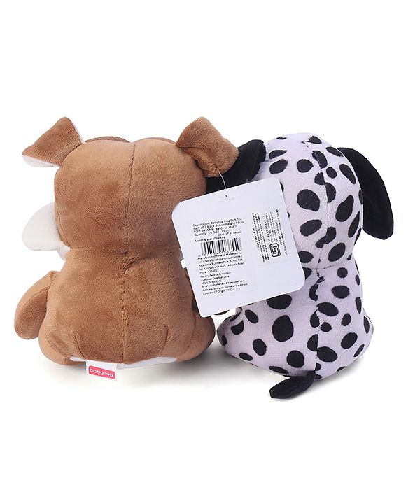 Babyhug Dog Soft Toy Pack of 2 Black Brown - Height 15 cm