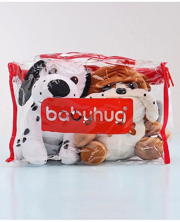 Babyhug Dog Soft Toy Pack of 2 Black Brown - Height 15 cm
