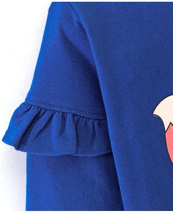 Babyhug Full Sleeves with Frill Sweatshirt Furry Friends Print - Navy