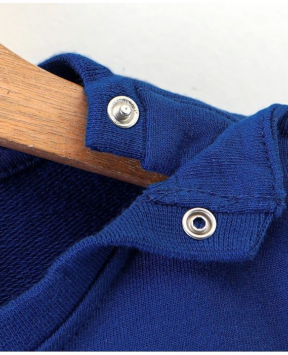 Babyhug Full Sleeves with Frill Sweatshirt Furry Friends Print - Navy