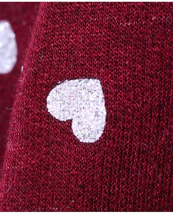 Babyhug Full Sleeves Pull Over SweatShirt Heart Print - Maroon