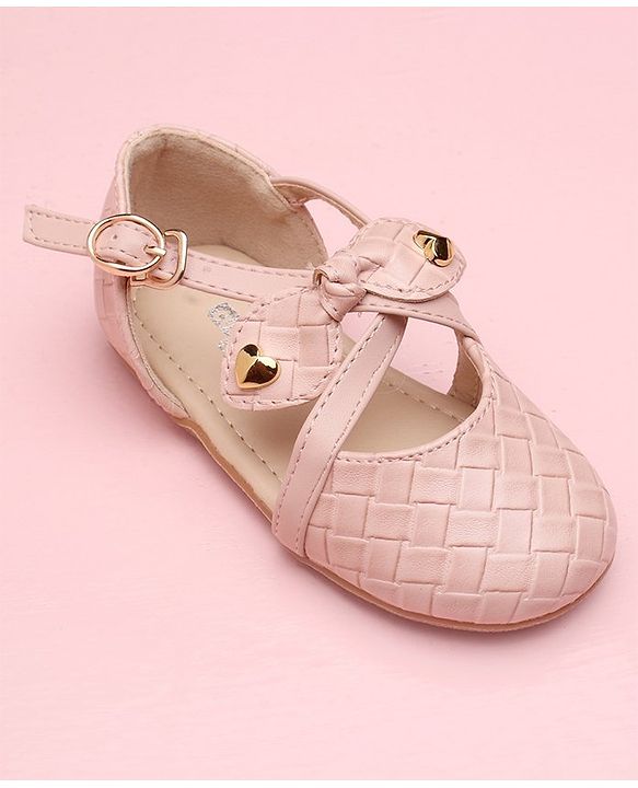 Cute Walk by Babyhug Solid Color Belly Shoes Bow Applique - Pink - EU 29 Brown