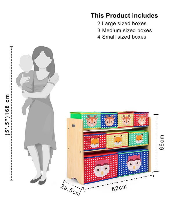Babyhug 9 Bins Storage Organizer Animal Print - Multicolor