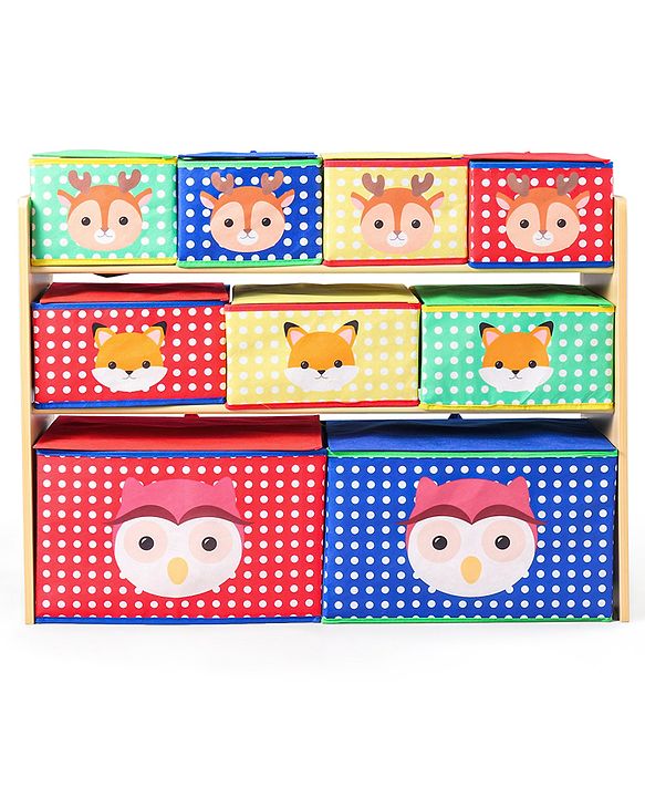 Babyhug 9 Bins Storage Organizer Animal Print - Multicolor