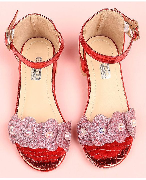 Cute Walk by Babyhug Sandals Floral Applique - Red