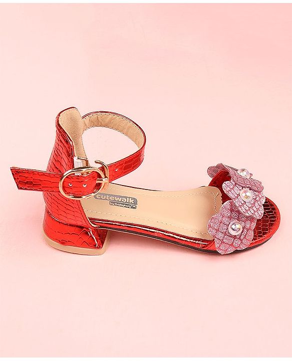 Cute Walk by Babyhug Sandals Floral Applique - Red