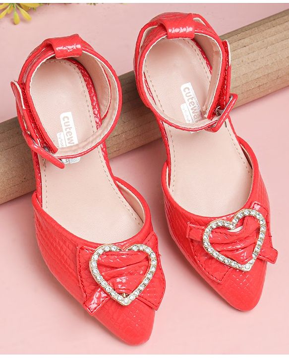 Cute Walk by Babyhug Stone Studded Sandals - Red