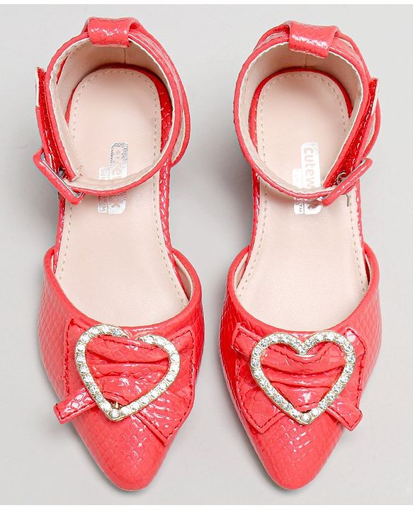 Cute Walk by Babyhug Stone Studded Sandals - Red