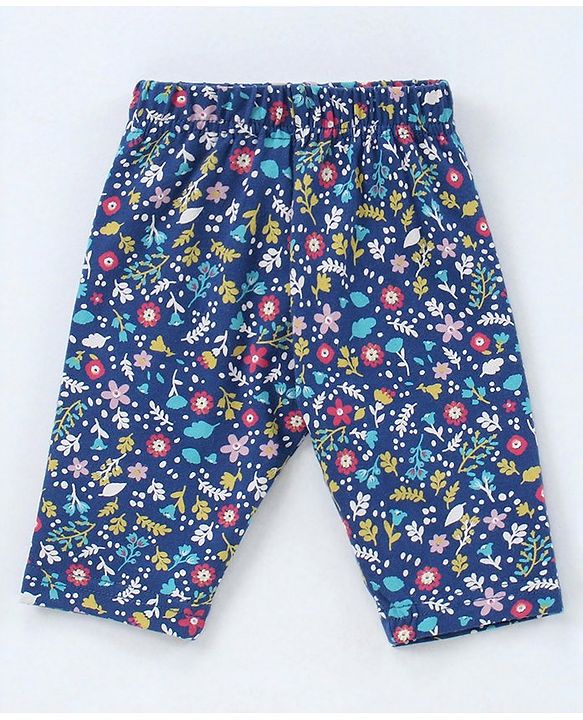 Babyhug Three Fourth Leggings Pack of 2 - Pink Navy Blue