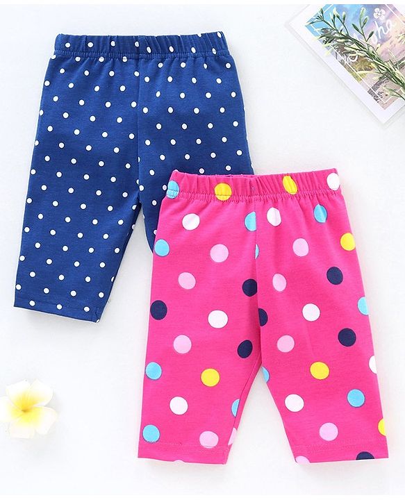 Babyhug Three Fourth Leggings Pack of 2 - Navy Blue Pink