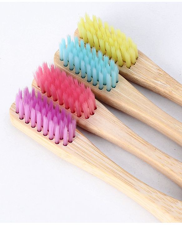 Pine Kids Bamboo Toothbrushes Pack of 4 - Multicolor