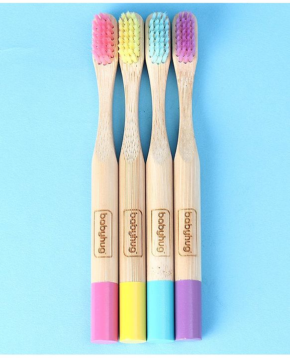 Babyhug Bamboo Toothbrushes Pack of 4 - Multicolor