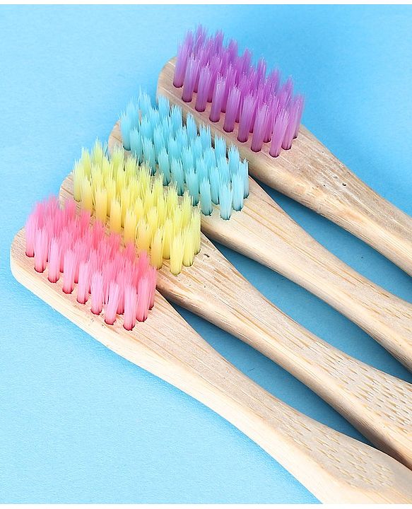 Babyhug Bamboo Toothbrushes Pack of 4 - Multicolor