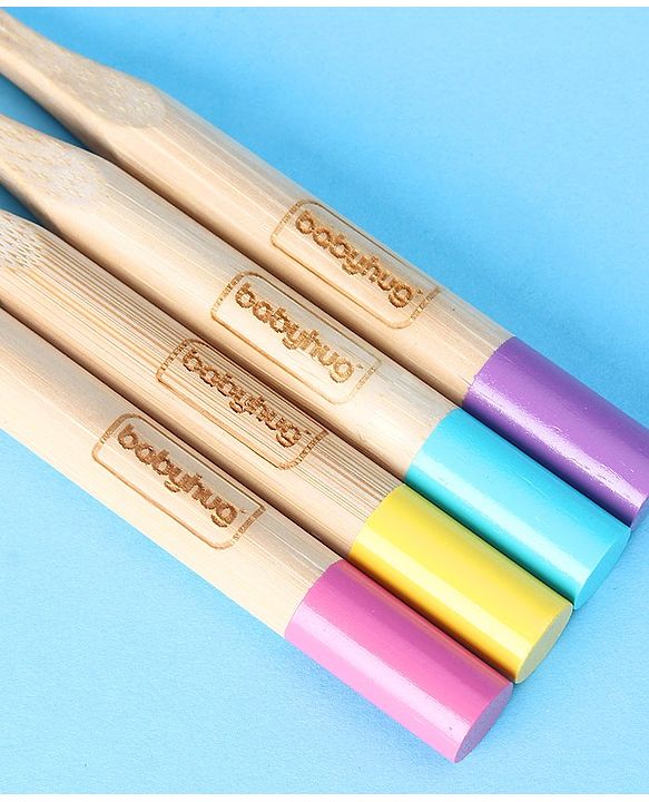 Babyhug Bamboo Toothbrushes Pack of 4 - Multicolor