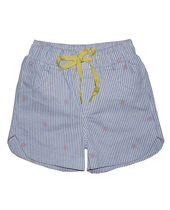 Buy Kiddopanti Stripes Hot Shorts Blue for Girls (4-6Years) Online in  India, Shop at  - 9459420