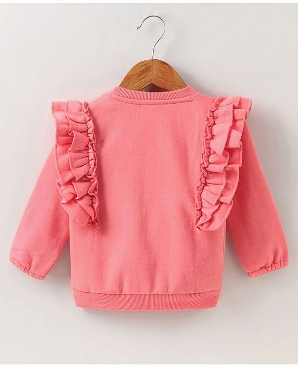 Babyhug Full Sleeves Sweatshirt Graphic Kitty Print - Peach