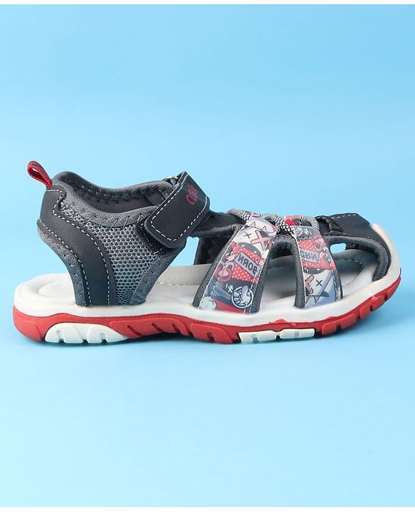 Cute Walk by Babyhug Velcro Closure Printed Sandals - Red & Black