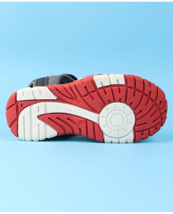 Cute Walk by Babyhug Velcro Closure Printed Sandals - Red & Black