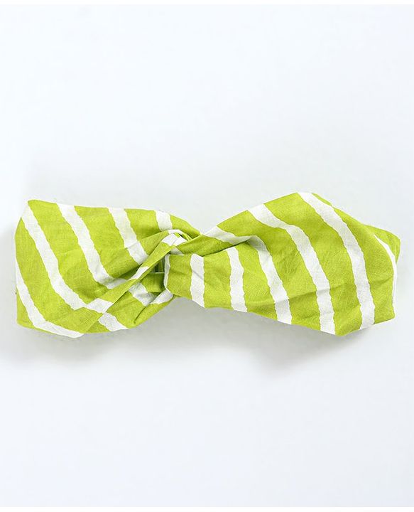 Pine Kids Sleeveless Printed Ethnic Dress with Hairband - Lime Punch