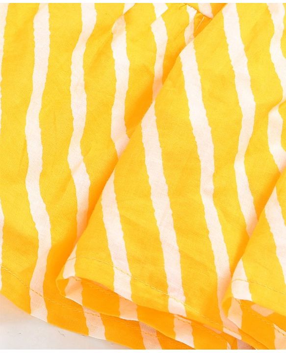 Pine Kids Sleeveless Printed Ethnic Dress with Hairband - Yellow