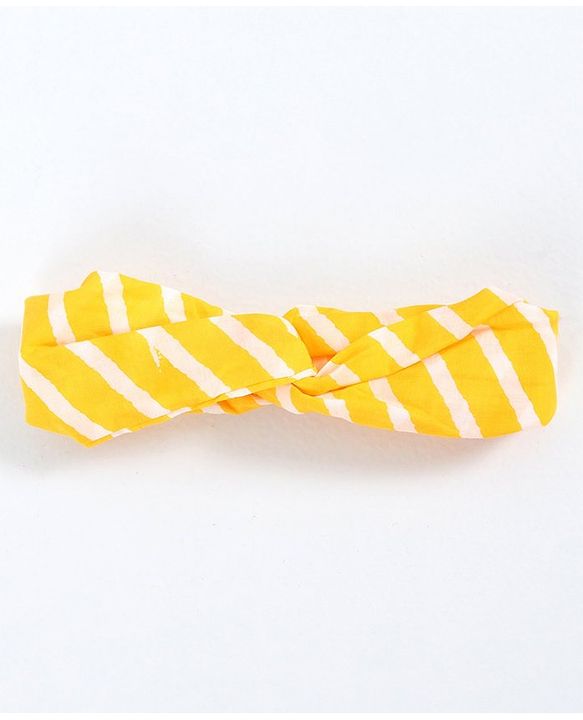 Pine Kids Sleeveless Printed Ethnic Dress with Hairband - Yellow