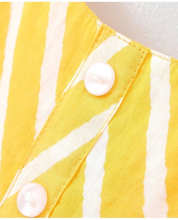 Pine Kids Sleeveless Printed Ethnic Dress with Hairband - Yellow