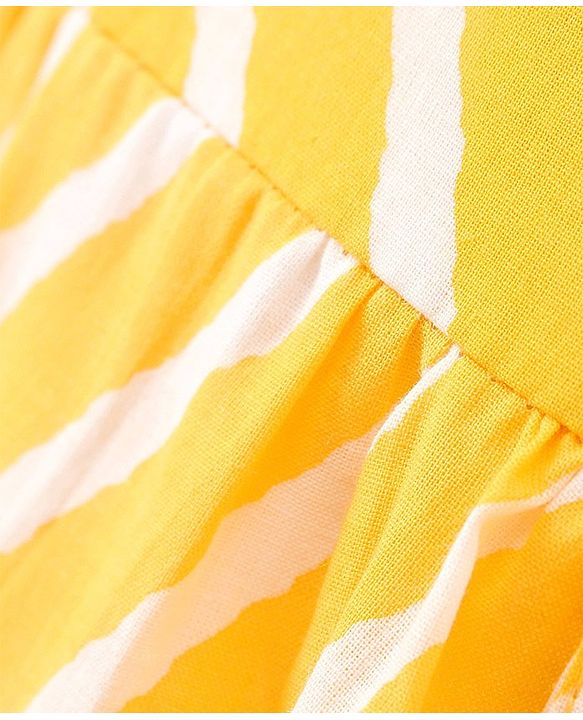 Pine Kids Sleeveless Printed Ethnic Dress with Hairband - Yellow