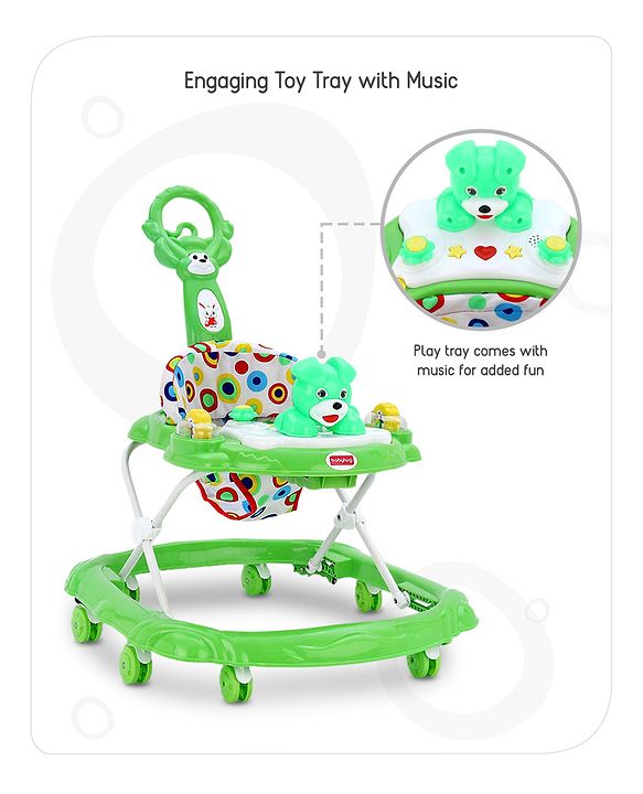 Babyhug Walker Bear Face - Green (Seat Print & Color May Vary)