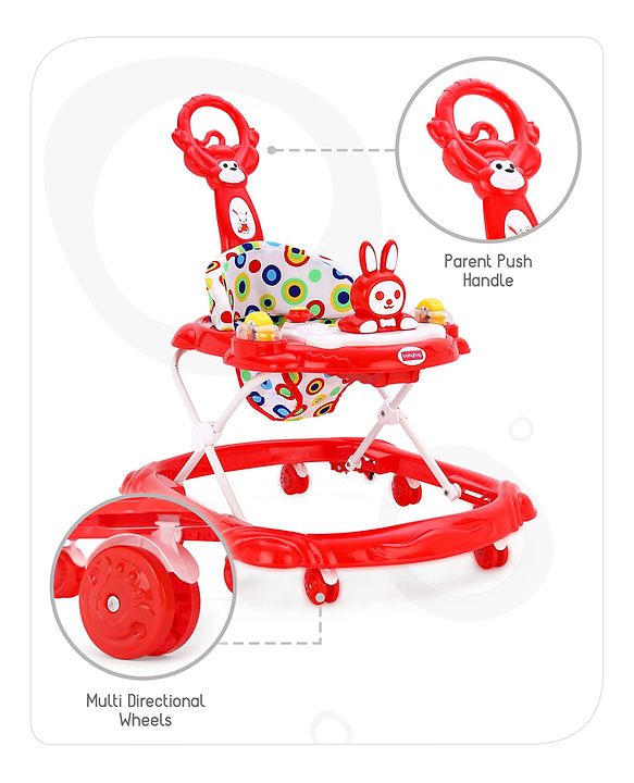 Babyhug Walker Bear Face - Red (Seat Print & Color May Vary)